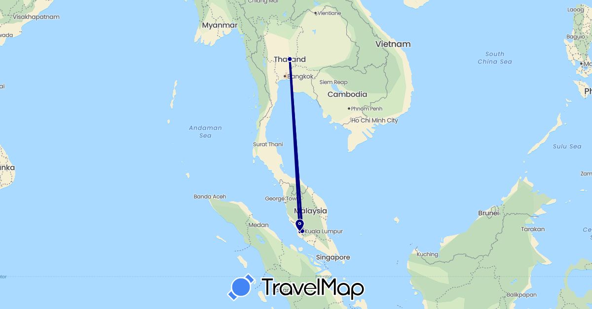 TravelMap itinerary: driving in Malaysia, Thailand (Asia)